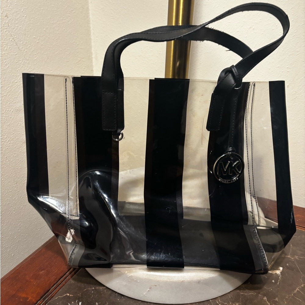 Michael Kors Black and Clear Striped Tote Bag